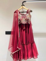 Maroon Rangoli Georgette Readymade Lehenga Choli